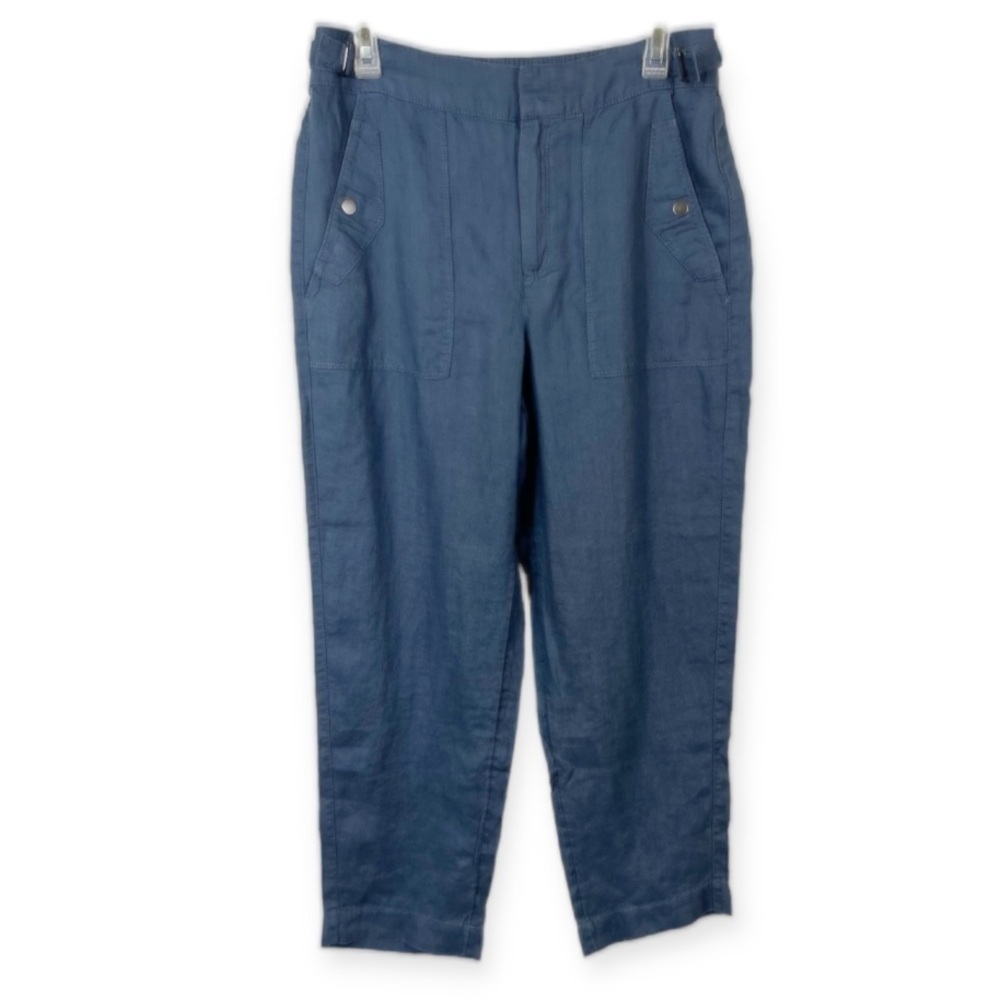 Athleta Voyager Linen Pant 10 Granite Blue - Picture 2 of 9